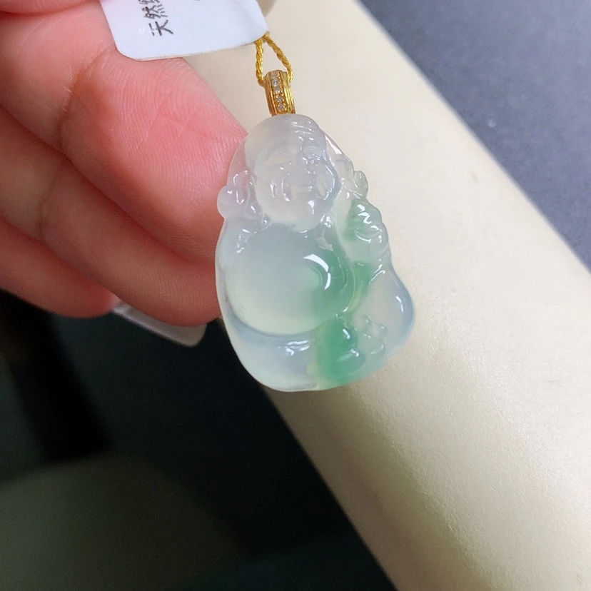 【闪购商品】翡翠颈饰18K金镶嵌财神