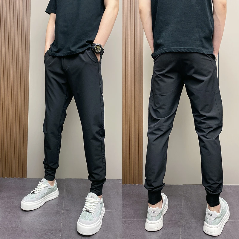 夏季薄款潮流韩版痞帅修身小脚裤黑色百搭青年男款男士休闲裤子