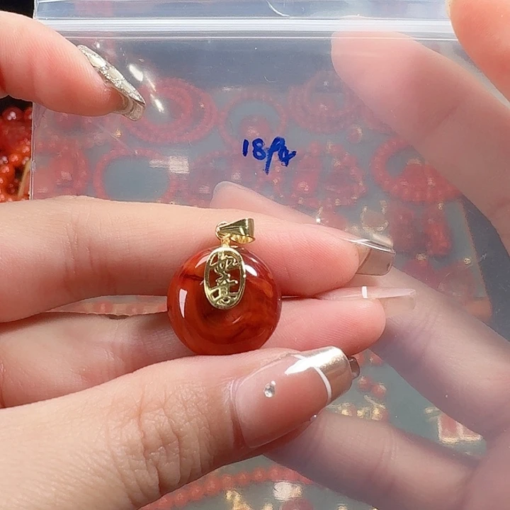 南红玛瑙银S925镶嵌吊坠