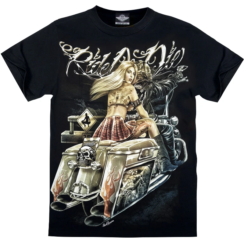 ROCKYEAH 哈雷机车美女宽松圆领纯棉T恤夜光印花设计师半袖街头