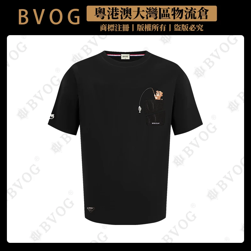 BVOG【高定男装】【太极钓法】刺绣黑白款男士短袖BV521