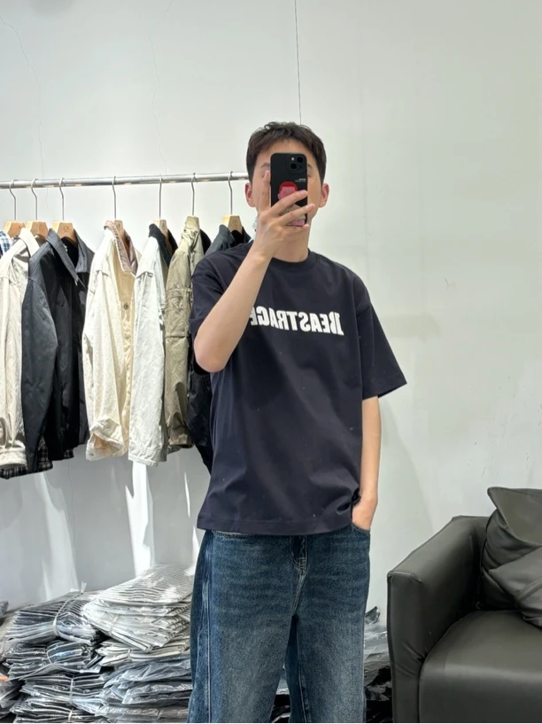 男士夏季高品质纯棉简约字母印花百搭短袖T恤095