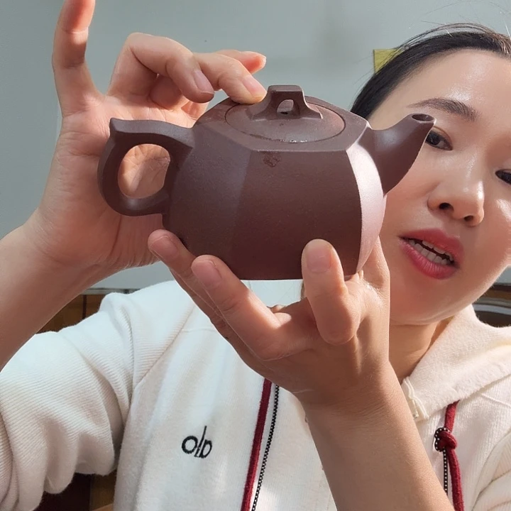 紫砂茶壶紫泥嵌盖富甲六方300cc
