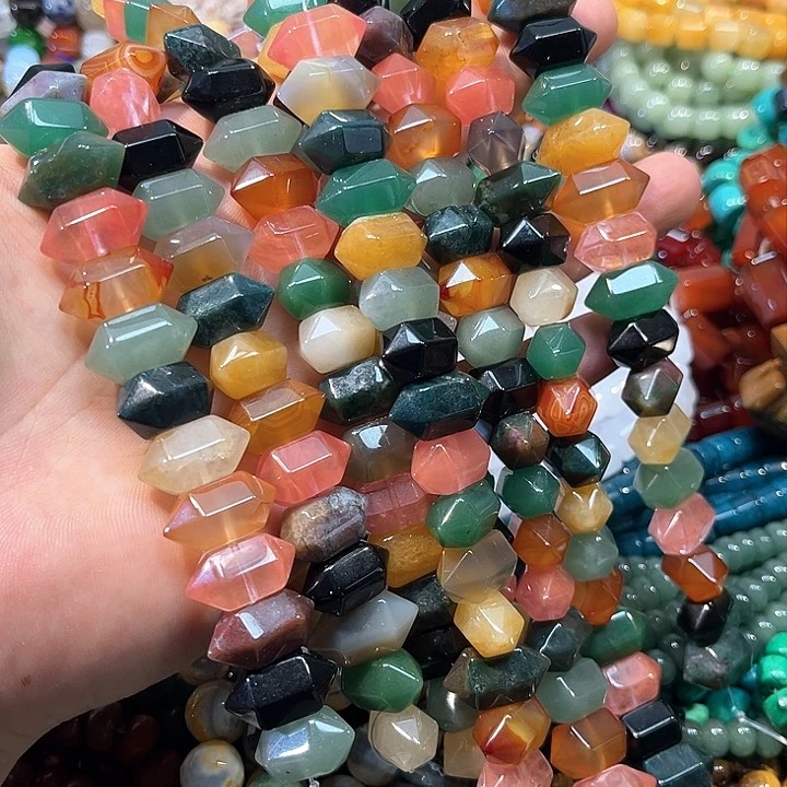 玛瑙/玉髓合金珠宝半成品多宝双尖一条10x20mm20颗