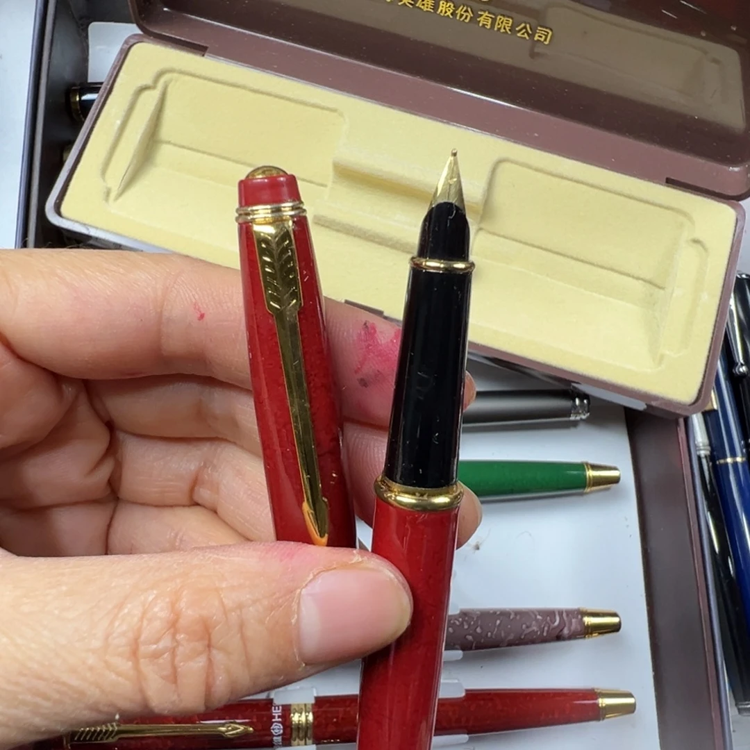 便携式红色156～1半明尖全铜内胆可用墨囊带盒子