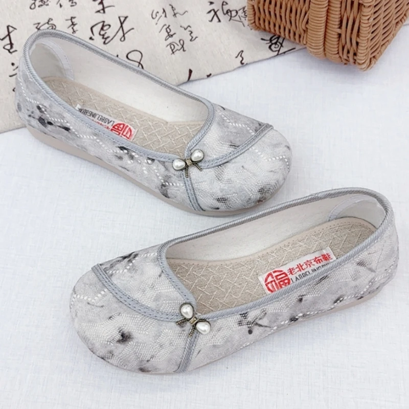 民族风老北京布鞋透气软底鞋新中式妈妈鞋汉服国风女单鞋浅口防滑