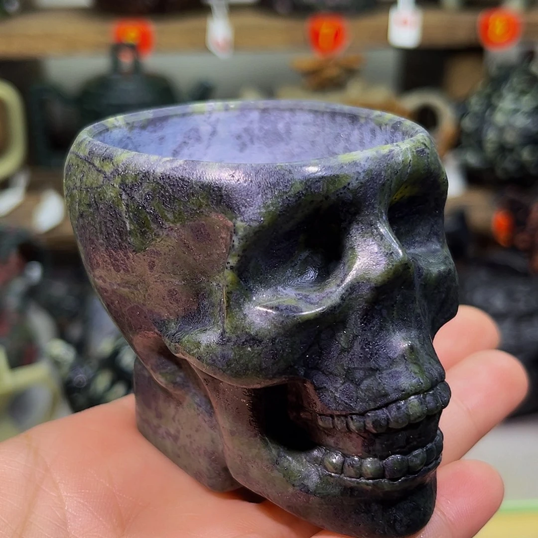 藏玉药王石骷髅杯80cc精品