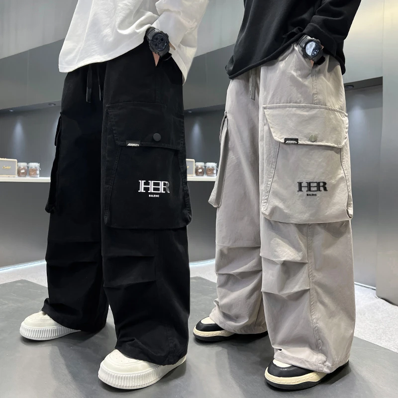 男童工装裤春秋款2025新款儿童直筒宽松痞帅风炸街阔腿裤裤子潮酷