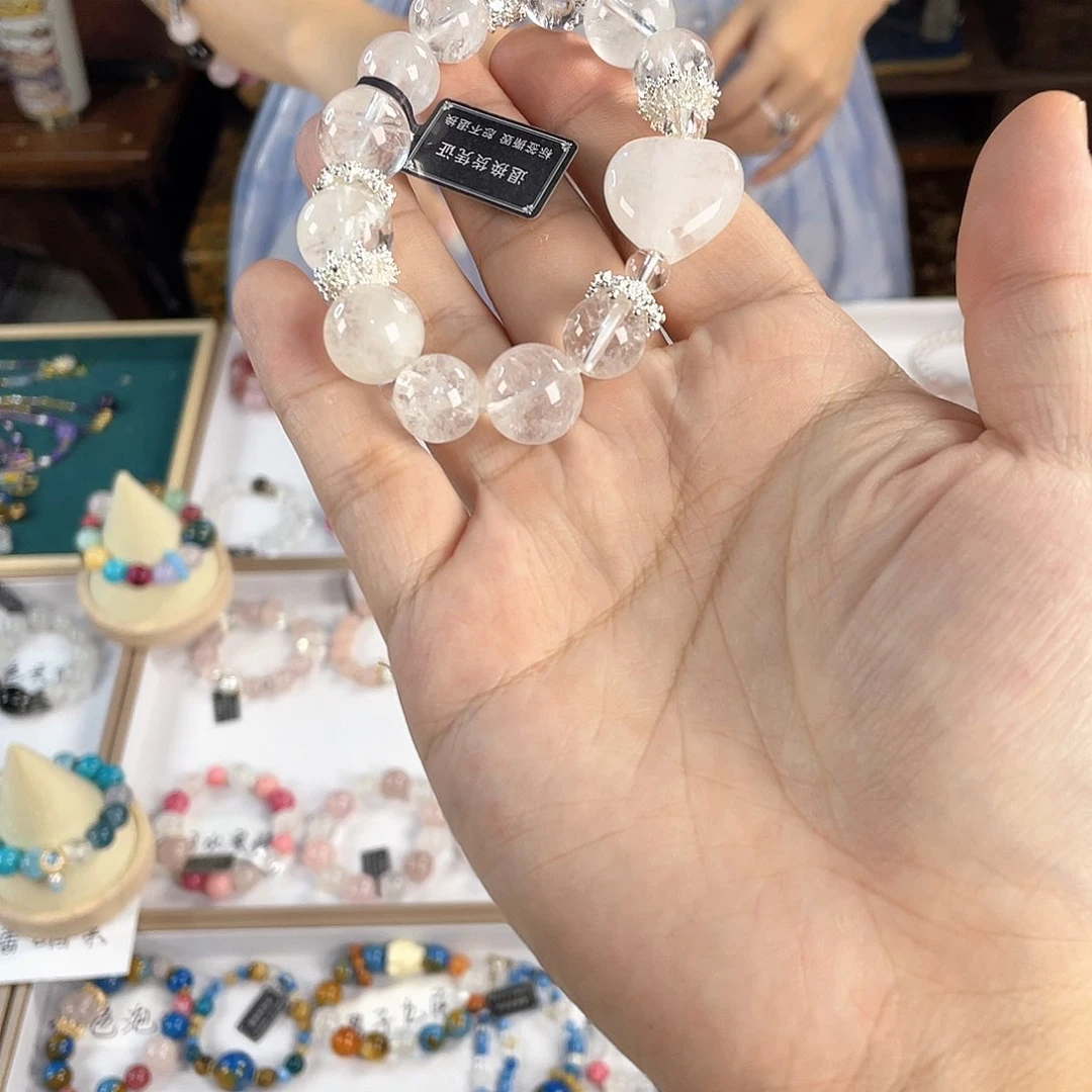 水晶手链银S925镀金镶嵌