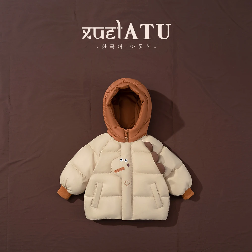 儿童白鸭绒羽绒服冬季新款时尚可爱连帽加厚小童保暖羽绒服外套