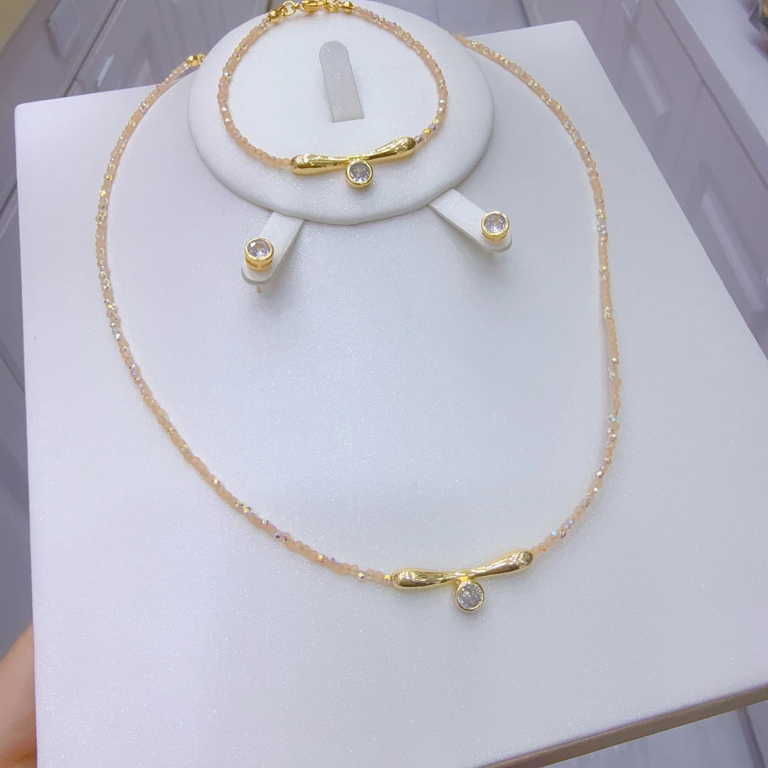 铜合金亚克力项链 新款时尚三件套首饰网红爆款