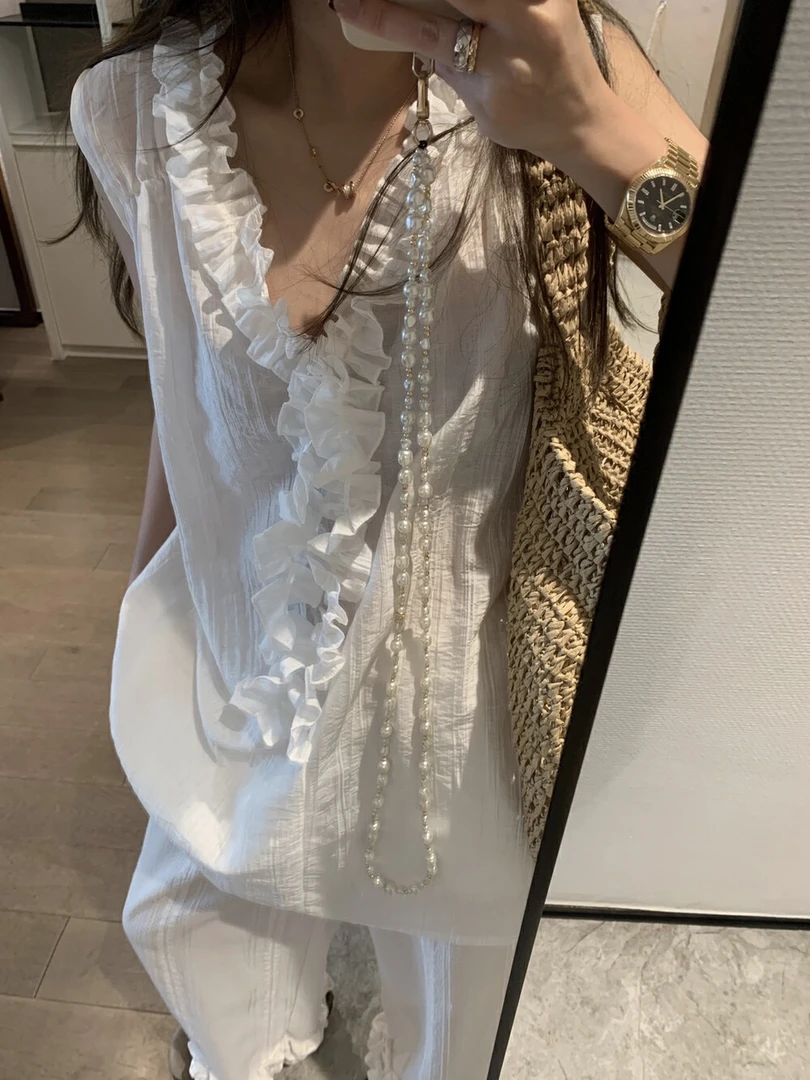 老钱风女装套装夏季时尚小众设计轻奢气质高级感休闲裤两件套裤装