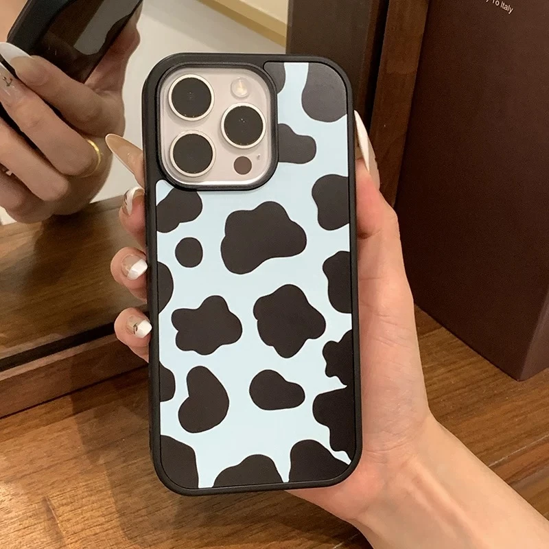 小众ins日韩蓝壳黑色豹纹适用苹果17pro手机壳iPhone16pro玻璃15