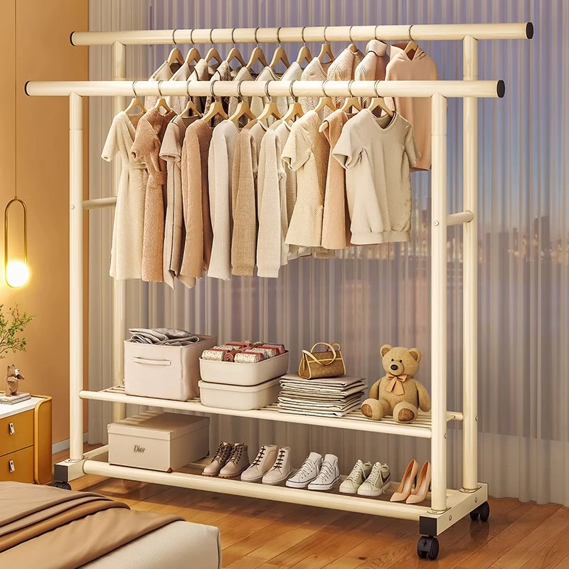 特粗特厚晾衣架室内落地衣服立式架子家用卧室阳台挂衣架衣帽架