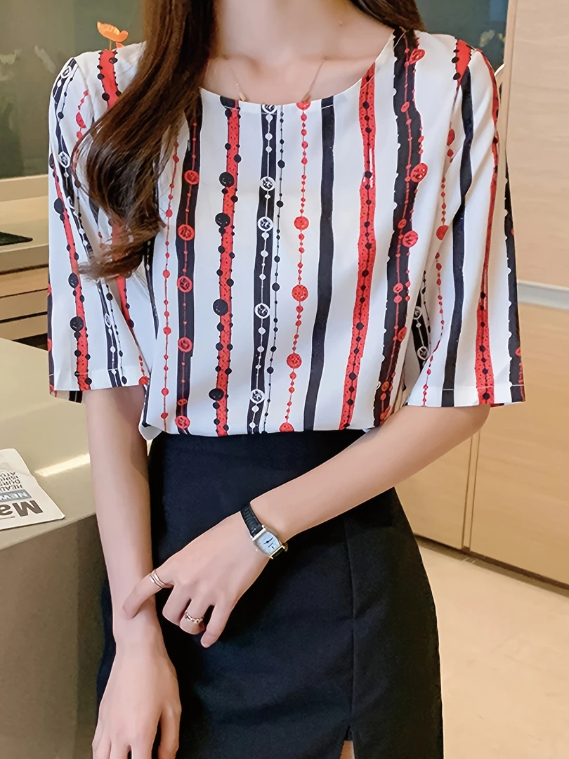 刺绣提花衬衫女2025秋季法式复古宽松显瘦七分袖韩版衬衣