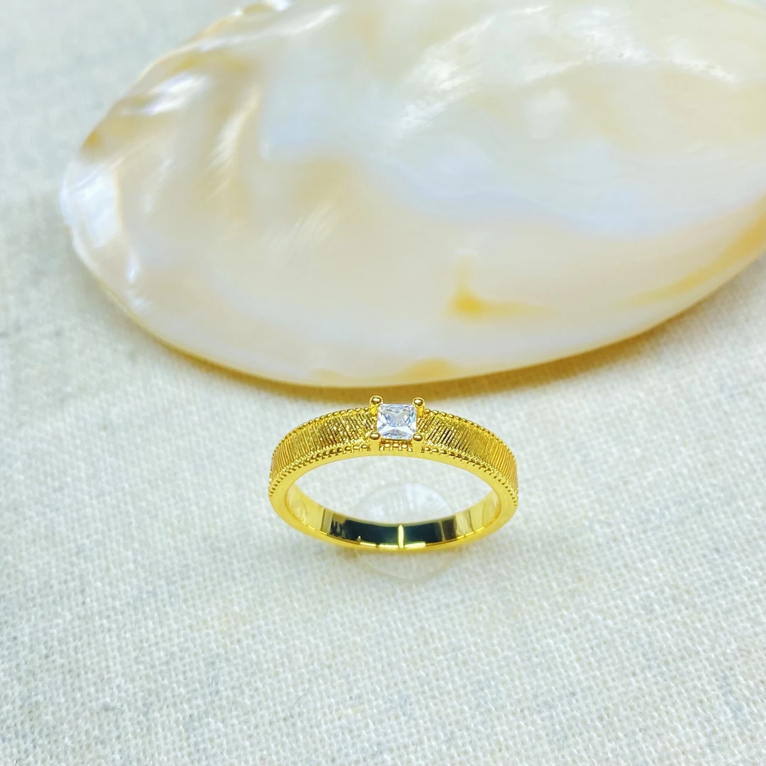 戒指 戒指 D0282黄色拉丝四爪闭口戒指多样性发货47907