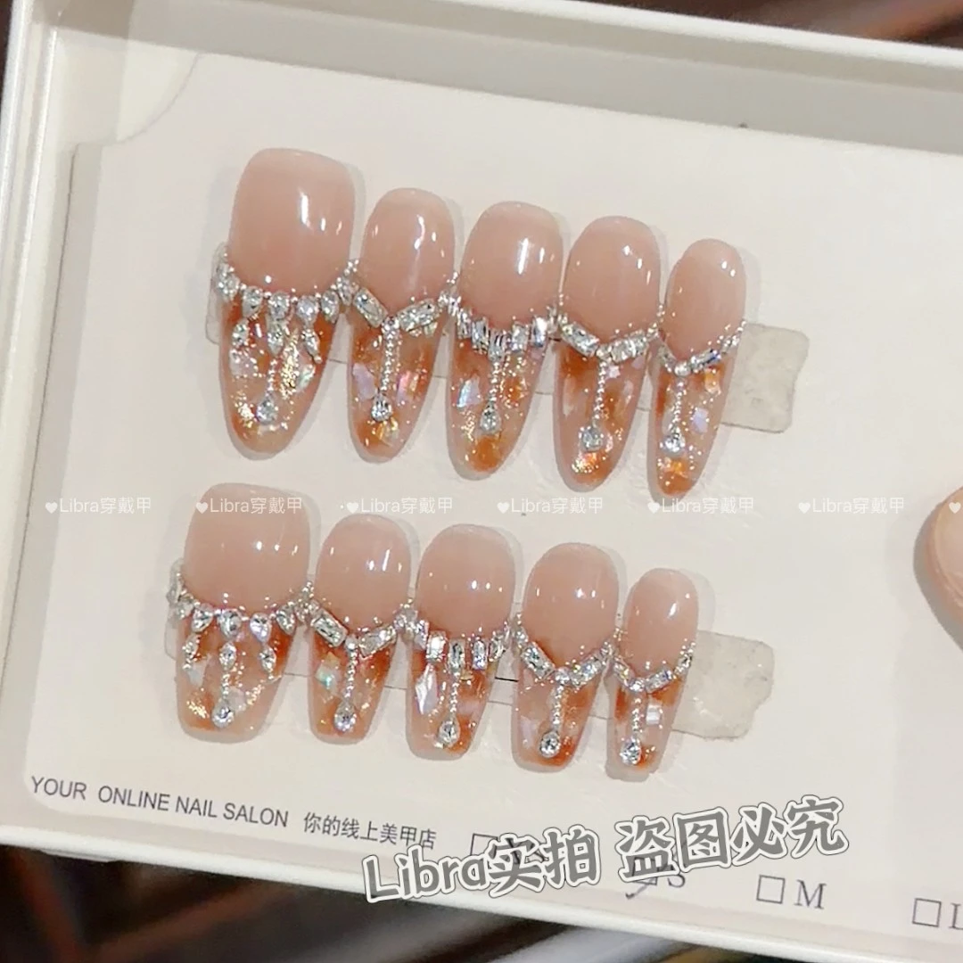 【琥珀楼兰】纯手工穿戴甲猫眼美甲贴片可拆卸指甲贴片10片装