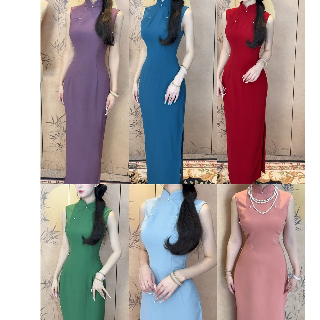 LHMknk1画报夫人原创自制改良夏季显瘦港工无袖旗袍  多色情人