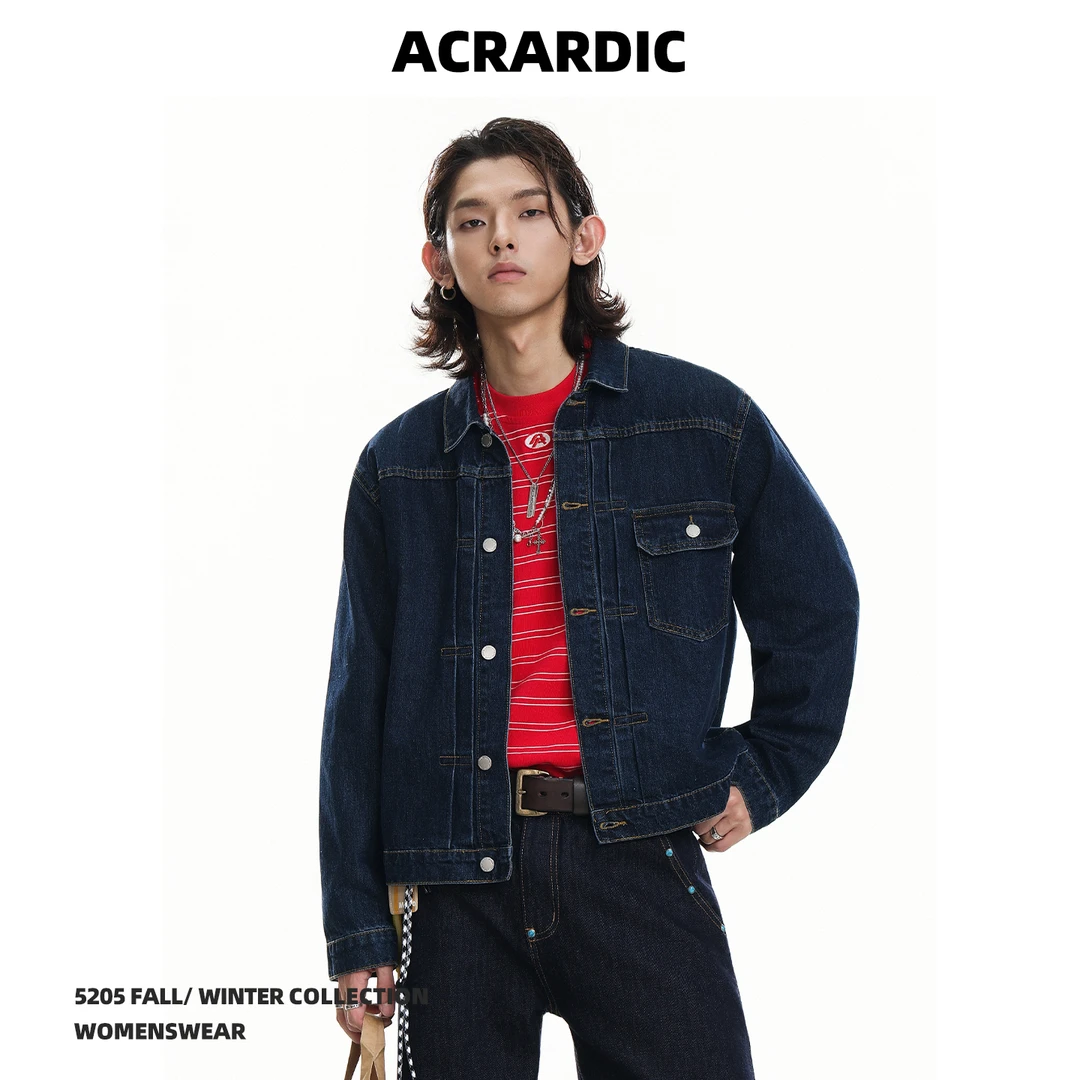 ACRARDIC美式正肩牛仔夹克男生街头痞帅boxy短款休闲外套潮牌ins