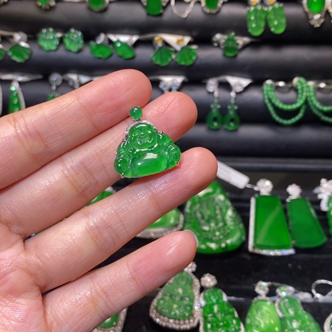 翡翠18K金镶嵌吊坠(不含链)