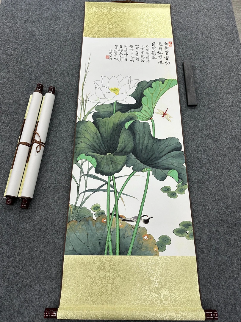 《池塘蜻蜓》精装140*45数字微喷立式挂画