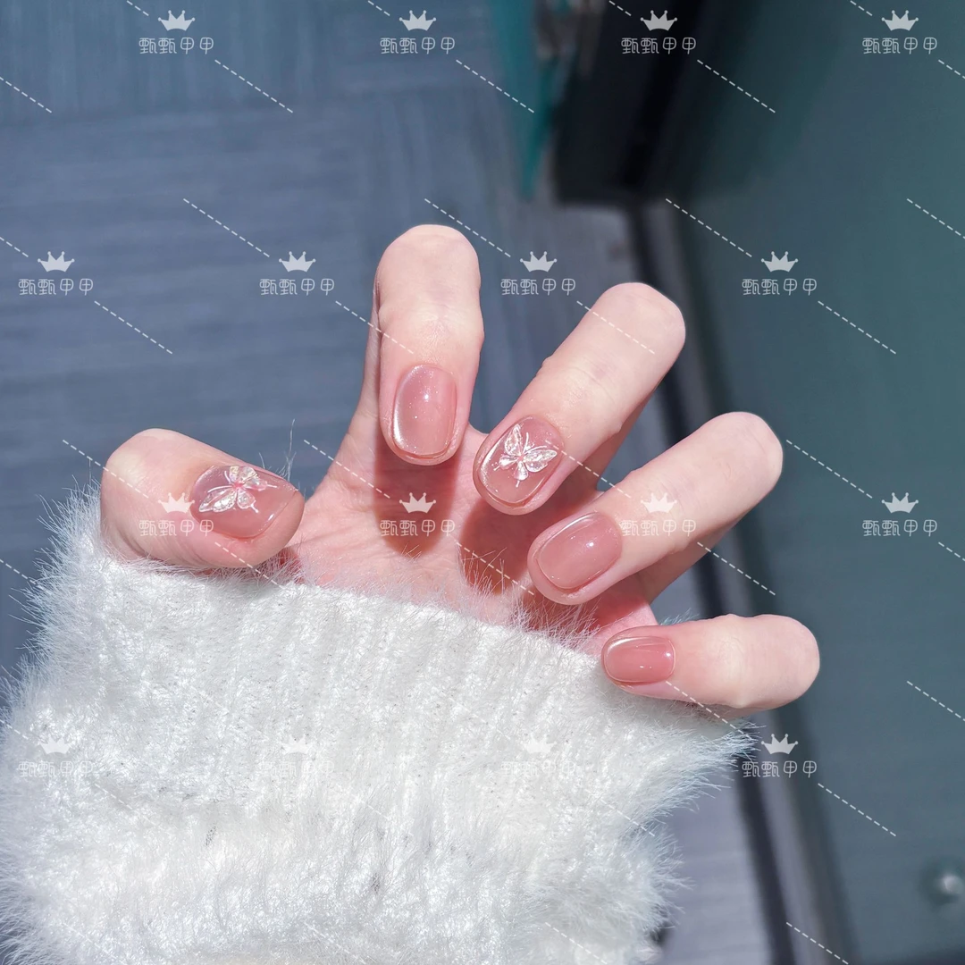 【化蝶】春夏手工穿戴甲贴片气质轻奢猫眼美甲富家千金高级感美