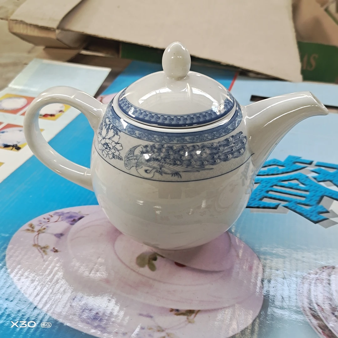 国营二厂：白玫瑰釉中彩陶瓷精美茶壶～多孔出水～一支