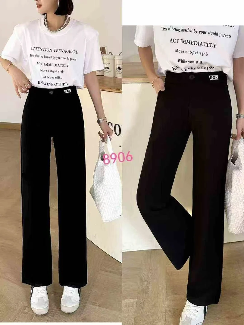 8906早秋新款裙韵小米格阔腿裤