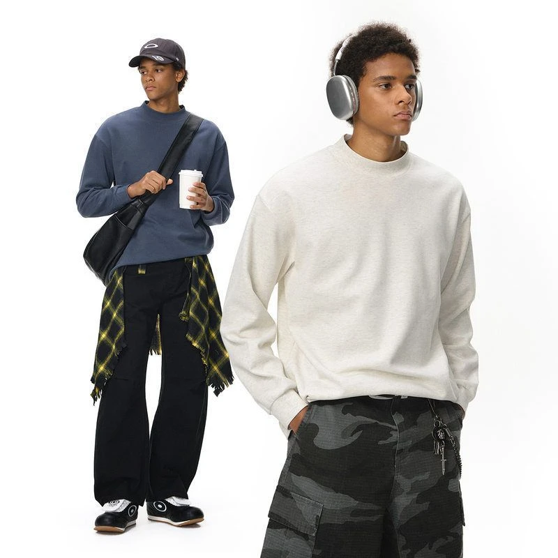 ChicSoso肤感双面小高领长袖秋季打底衫休闲宽松简约宽松双面卫衣