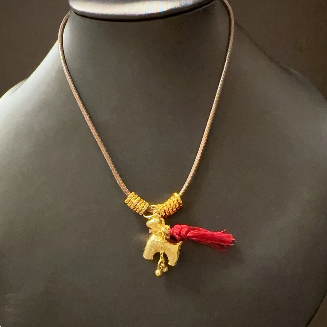 铜合金项链 爆款强保色古法小马流苏项链马上有钱花中式复古首饰