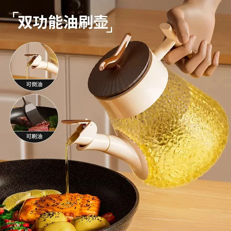 800ML大容量玻璃油壶不挂油防漏耐热厨房家用油瓶油罐油刷
