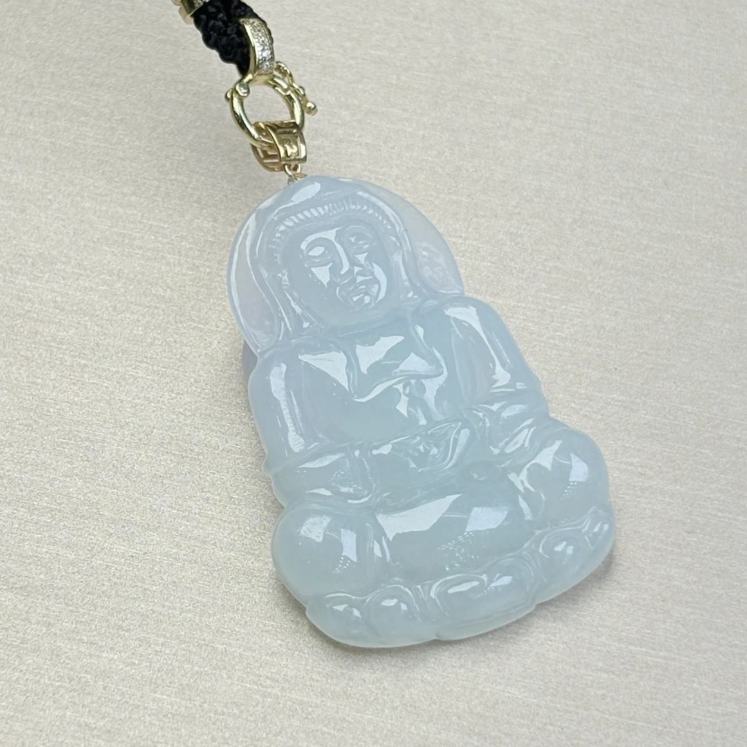 270948/天然缅甸翡翠A货18k金镶嵌正装观音 多样性一件发