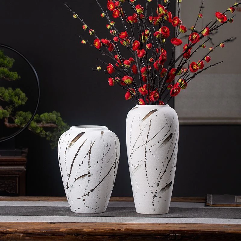适合水培鲜花干花的诧寂风陶瓷花瓶客厅玄关装饰品