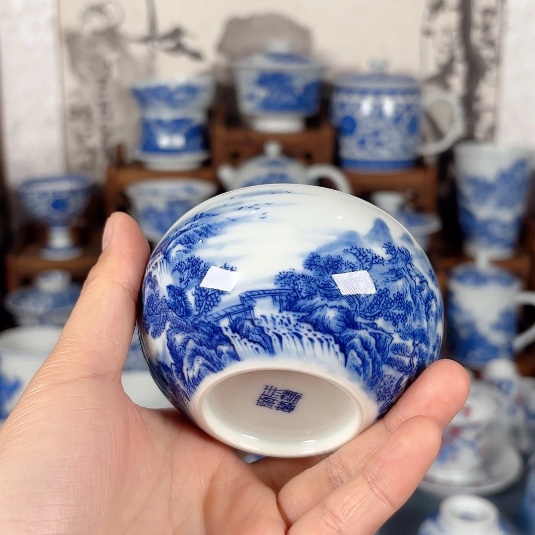 杯༺****青花瓷器手绘作品杯