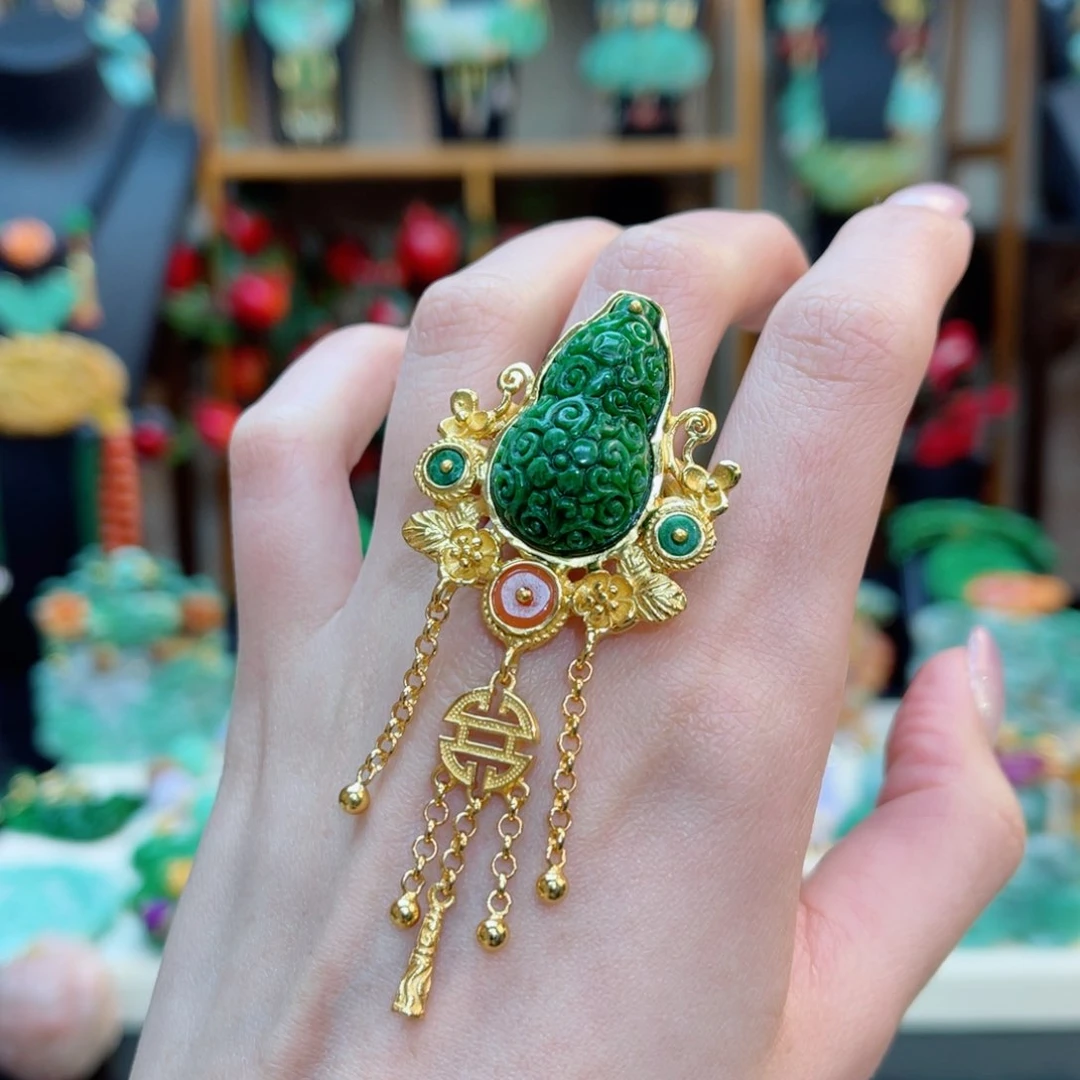 翡翠戒指银S925镶嵌48小时鉴赏期