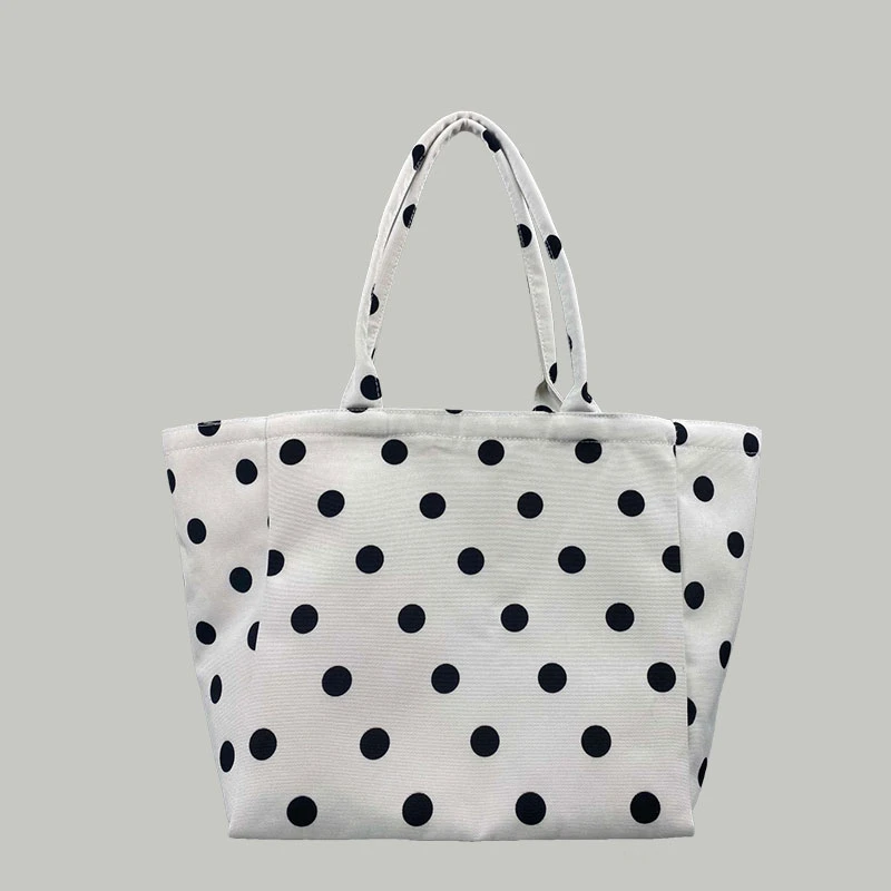 韩系波点慵懒风帆布包包女2025新款大容量手提上班通勤单肩托特包