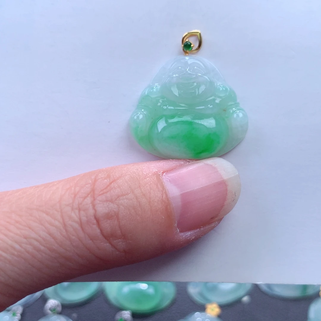 翡翠吊坠(不含链)18K金镶嵌