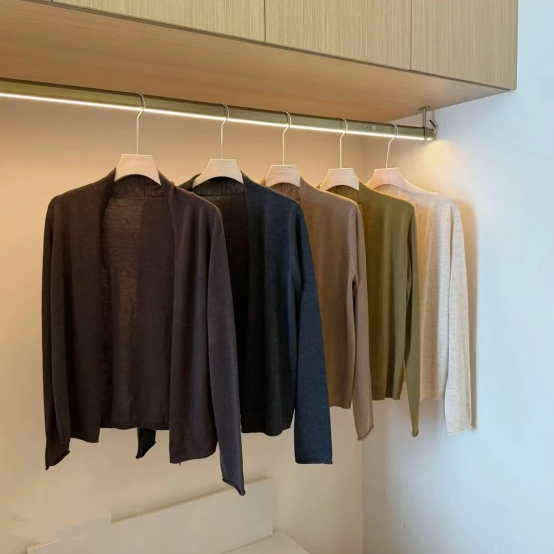 秋季简约纯色长袖针织披肩外套2025新款百搭韩版高级上衣