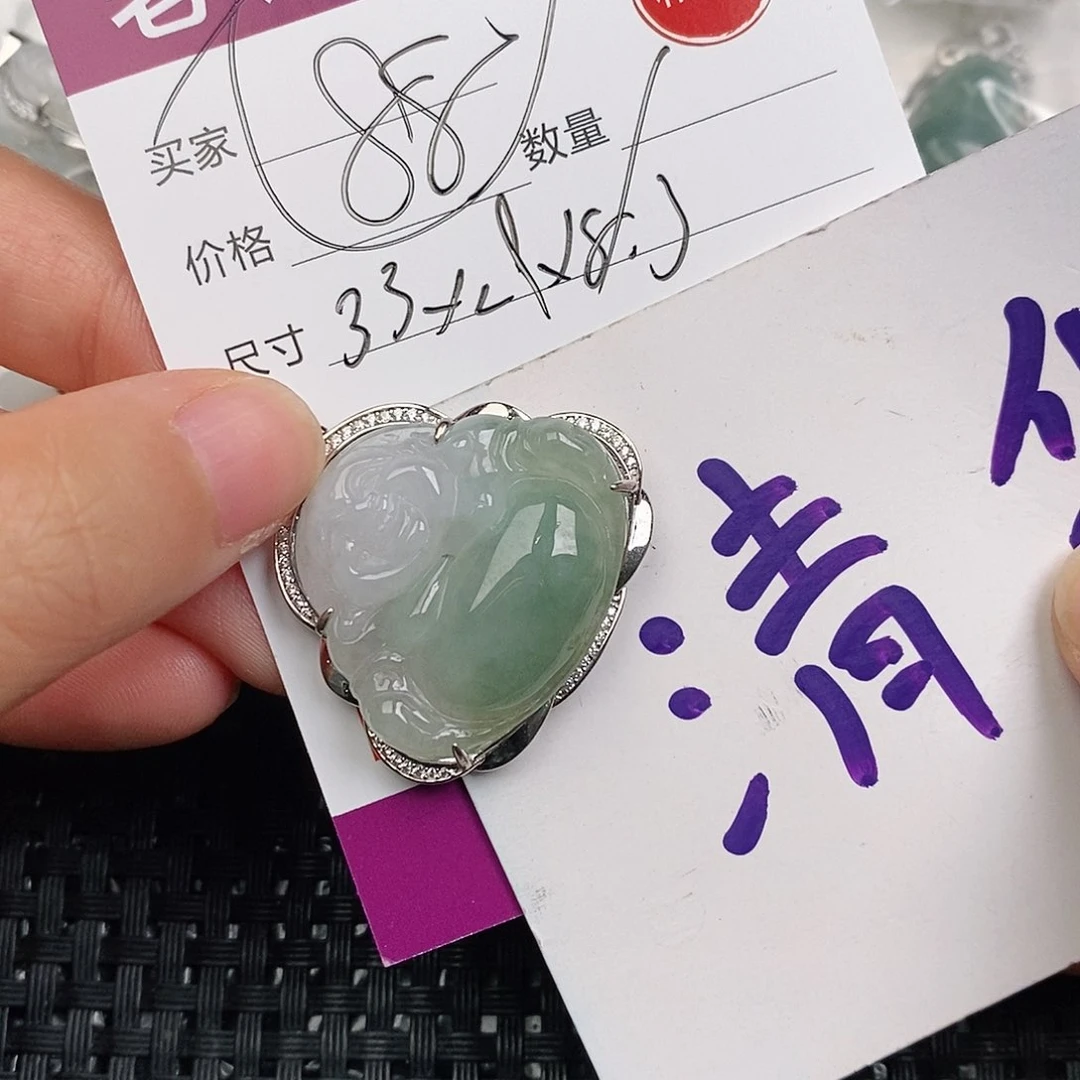 颈饰银S925镶嵌翡翠