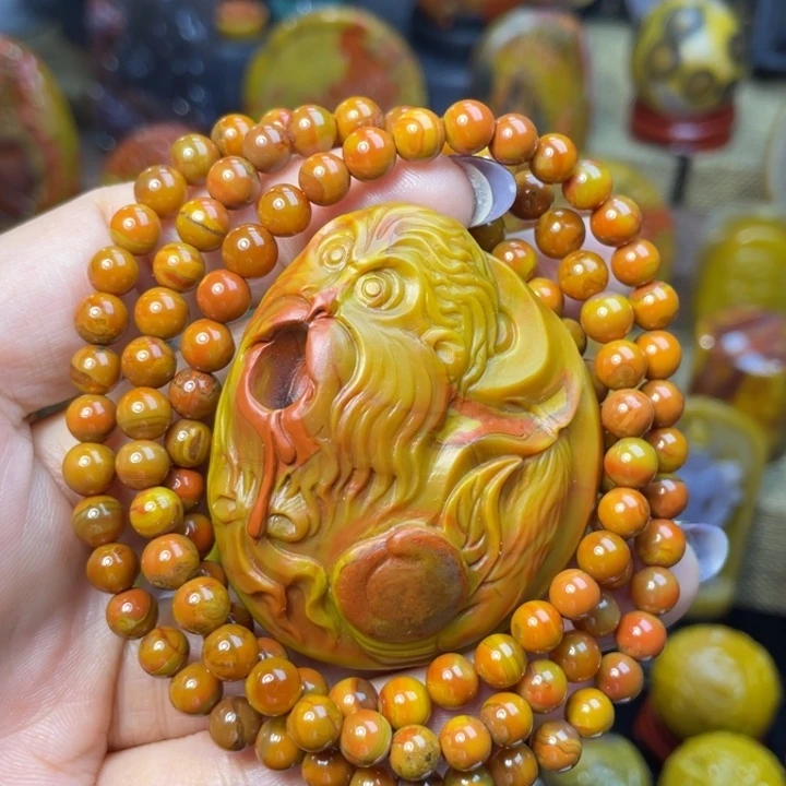 玛瑙/玉髓未镶嵌珠宝奇石咆哮的猴子1600米送108粒