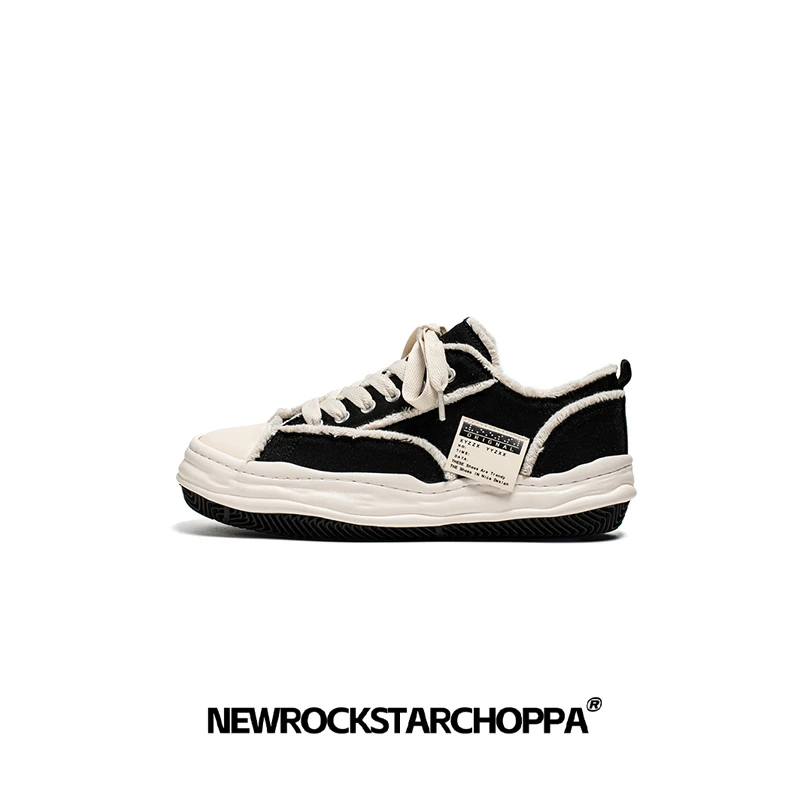 NewRockStarChoppa冬季休闲百搭黑白溶解底板鞋学生低帮时尚潮鞋