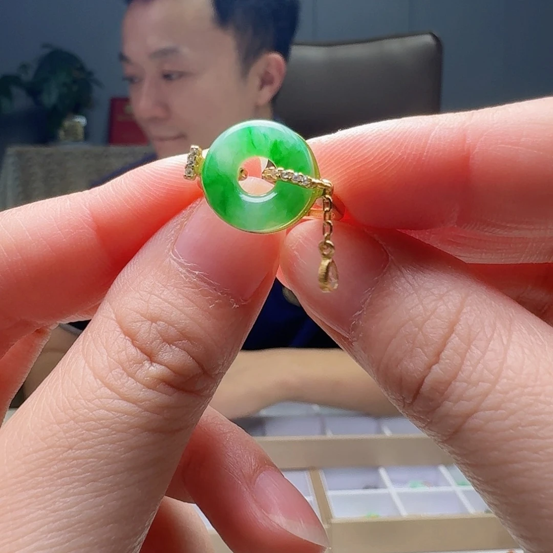 翡翠戒指银S925镶嵌天然