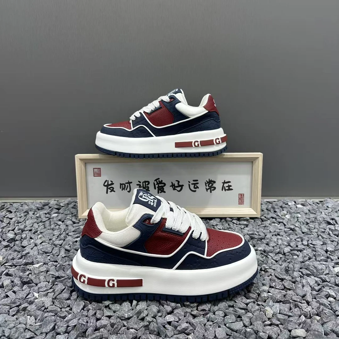 2025新款男鞋秋季潮流厚底拼色轻便耐磨软底休闲鞋时尚百搭老爹鞋