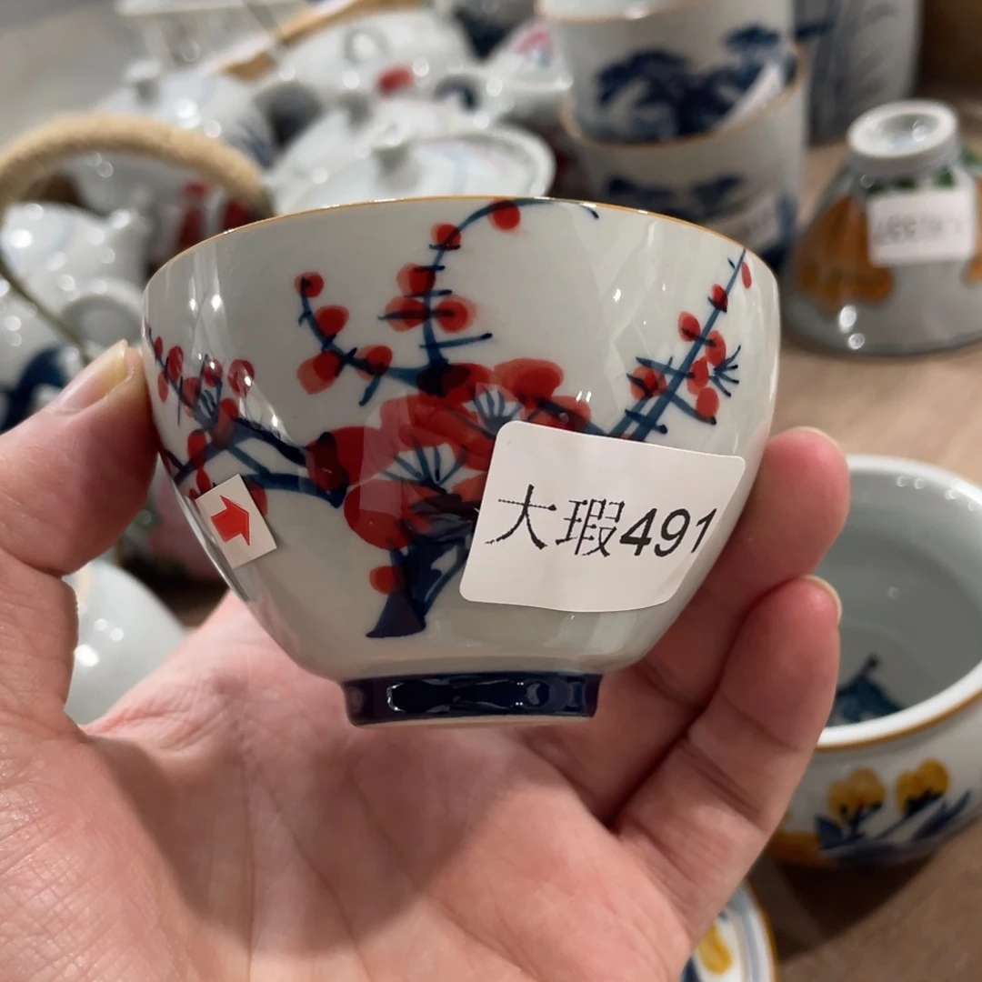 釉下手绘茶具微瑕