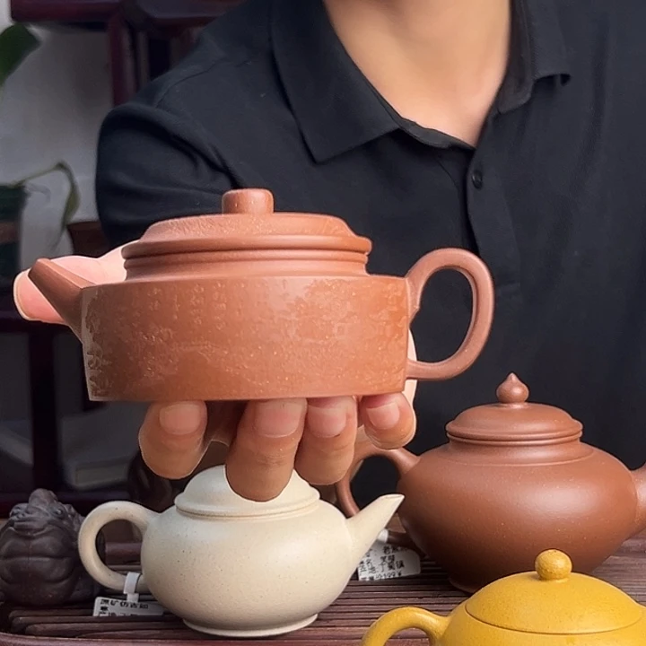 茶壶紫砂原矿老紫泥刻绘平底德中