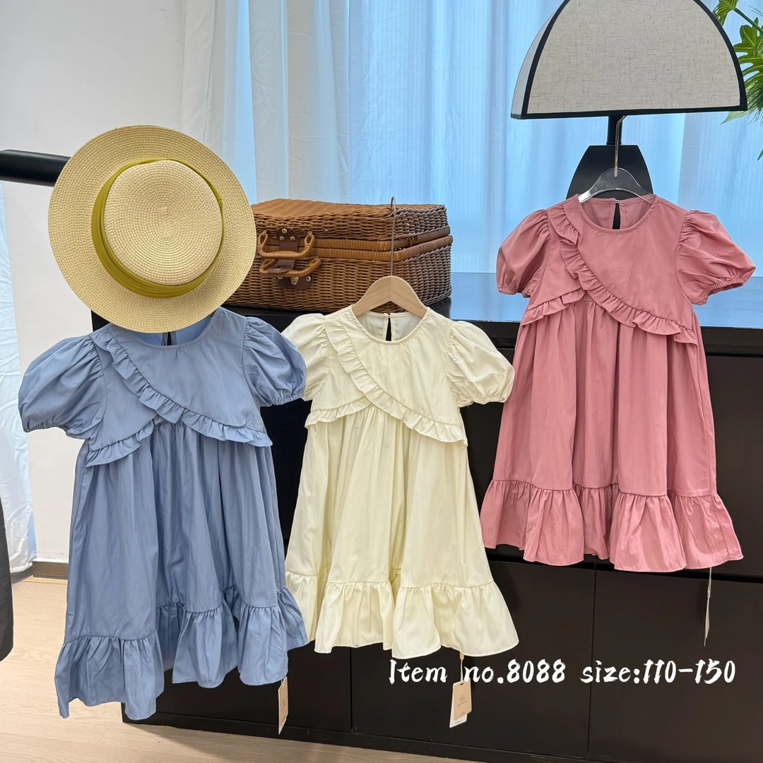 女童夏装公主裙纯色女宝A字裙甜美连衣裙8024