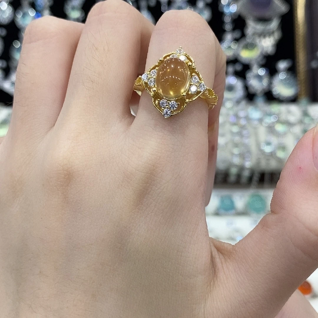 戒指银S925镶嵌黄晶