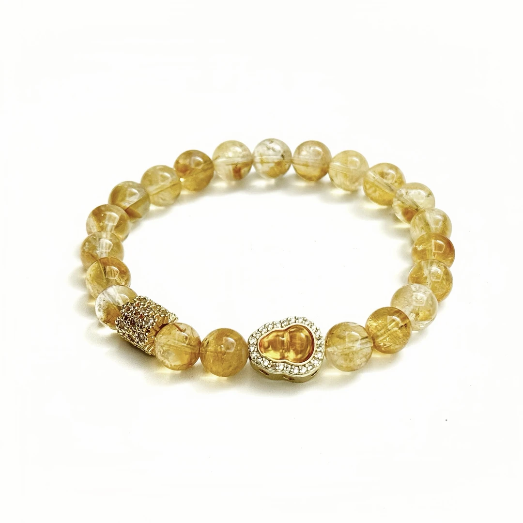 日进斗金 天然黄塔晶手串 简约百搭款式 卡8-9mm 多样性发其一