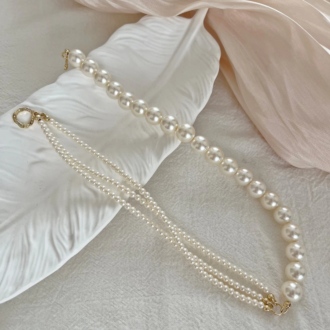 琢啦啦 合金仿珍珠项链 春夏款多层叠戴法式复古轻奢时尚ins