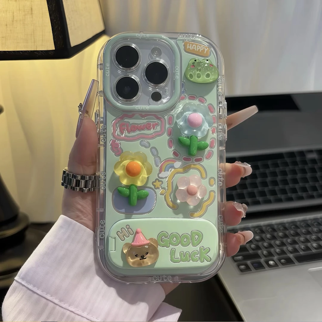 花朵摇摇适用华为mate60苹果oppo小米15/14/13防摔vivo手机壳女